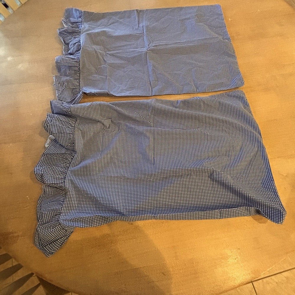 2 Vintage Ralph Lauren Wendy Blue White Check Gingham Standard Pillowcases Set